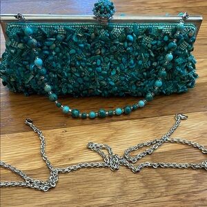 Blue and Silver Clutch with Elegant Detailing